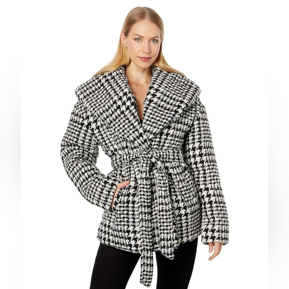NWT Blank NYC Black and White Houndstooth Puffer Jacket - Picture 1 of 5
